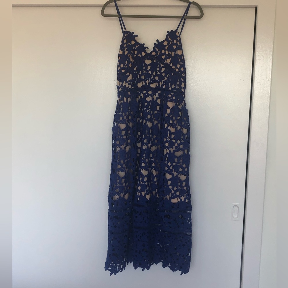 Blue Lace Overlay Dress